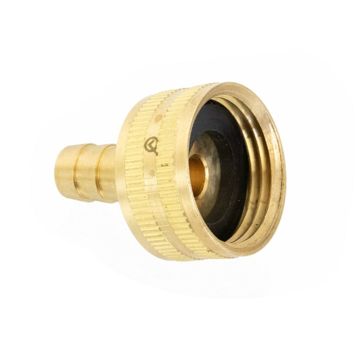 XERO Garden Hose Thread Female to Barb 3/8 Inch Brass Bottom View