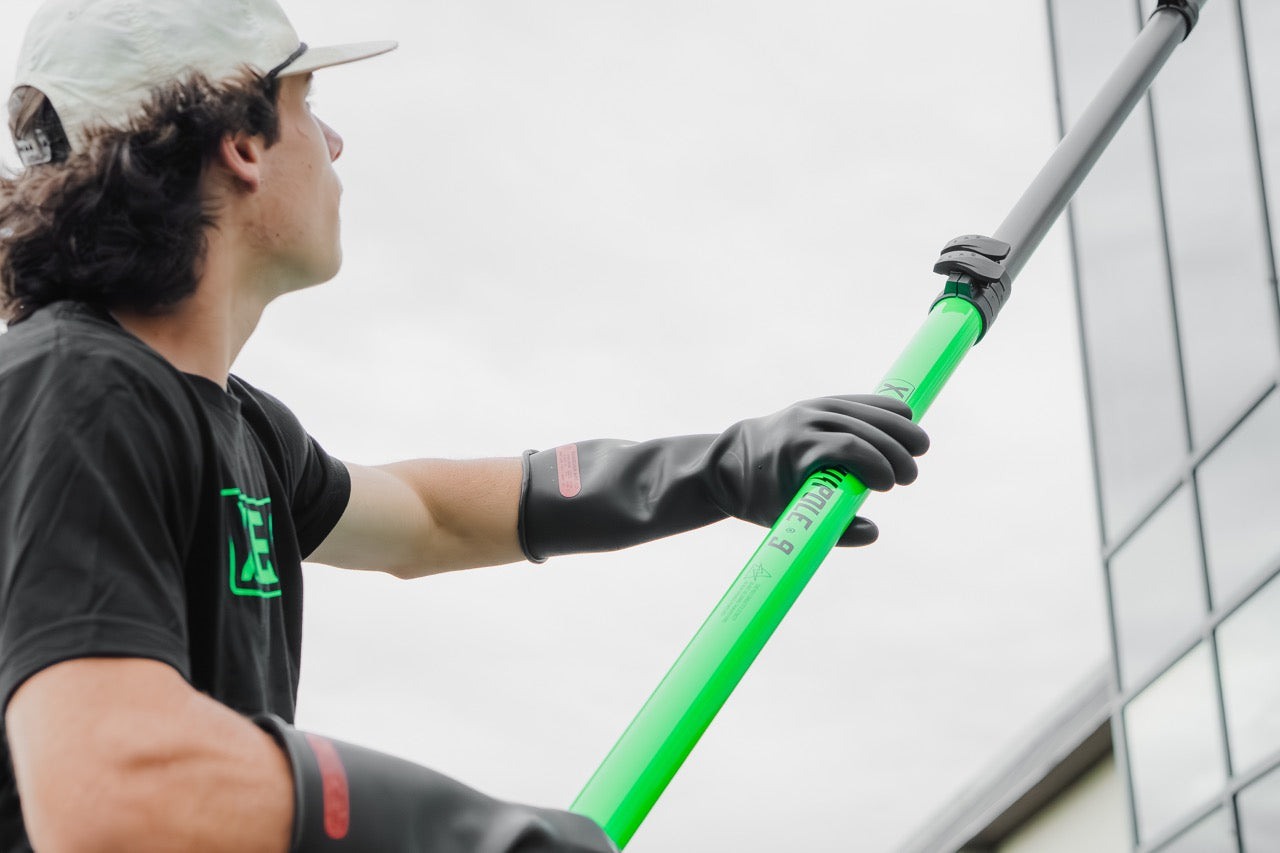 XERO Safety Gear being used to clean windows.